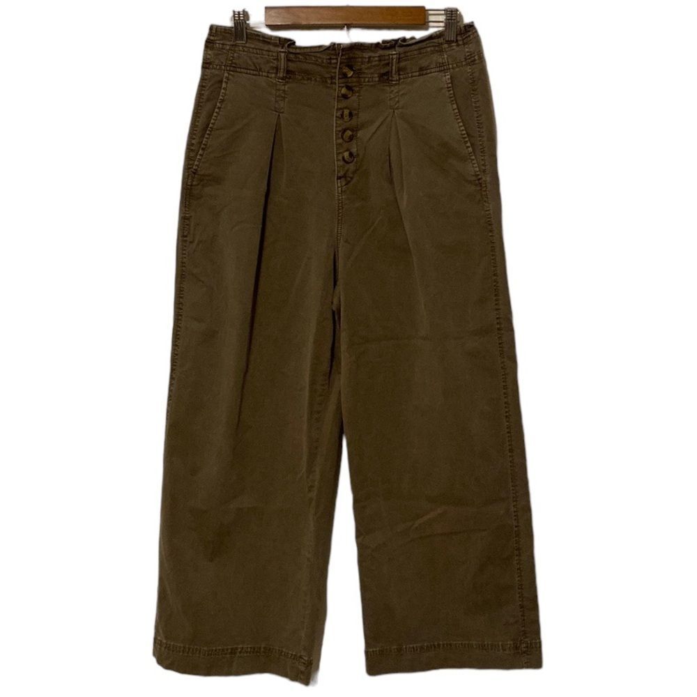 Wide Leg High-Rise Pants in Olive